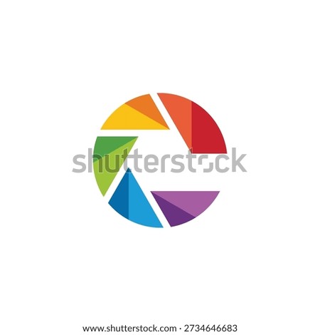 Abstract C Letter Logo Design with Colorful Camera Aperture and Geometric Shapes