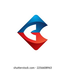 Resumen de la gradación del logotipo de la letra c entre los colores azul y naranja, para una empresa muy agradable