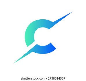 Abstract C letter logo with slice concept vector. Colorful Slice C letter logo modern, minimal, elegant, brand and trendy

