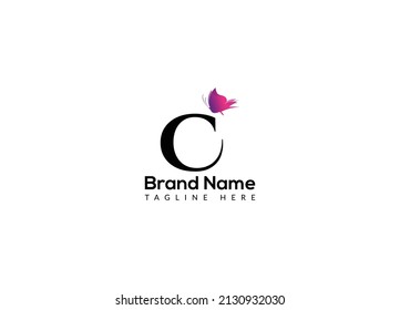 Abstract C letter modern initial butterfly lettermarks logo design
