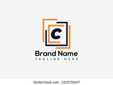 Abstract C letter modern initial logo design