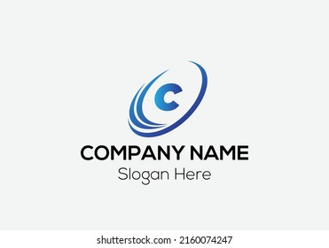 Abstract C letter modern initial logo design