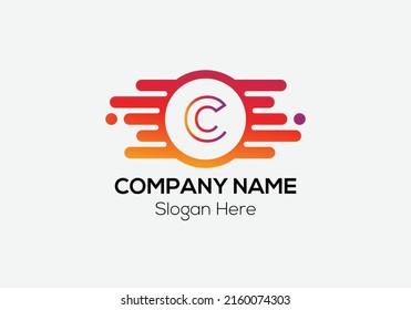 Abstract C letter modern initial logo design