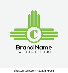 Abstract C letter modern initial logo design