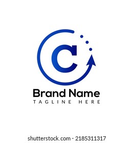 Abstract C letter modern initial arrow logo design template