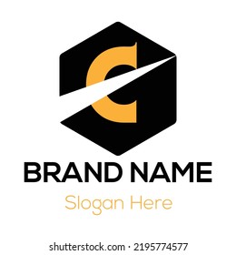 Resumen de la letra C diseño moderno de marcas de papel iniciales