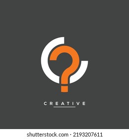 Abstract C letter question and answer vector logo template.