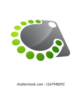 Abstract C letter vector technology logo. Dots form a letter c with negative style vector design
