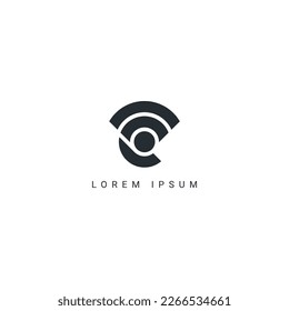 Resumen C Letra Wifi Concepto de diseño de logotipo inalámbrico.