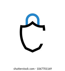 abstract C Lock Letter logo vector