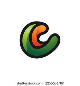 combinación de logotipo c abstracto con varios colores, verde y naranja