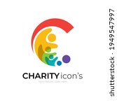 Abstract C logo and family design combination, colorful logo with people