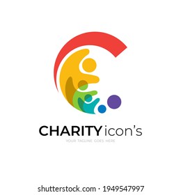 Abstract C logo   family design combination  colorful logo and people