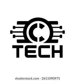 Abstract C tech logo design template element