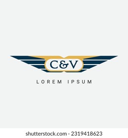 Resumen Concepto de ala C y V Vector de diseño de plantillas de logotipo