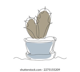 Abstract Cactus Continuous On Line Drawing