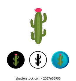 Abstract Cactus Icon Illustration Flat Design
