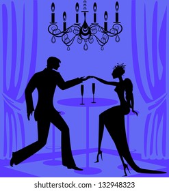 in a abstract cafe ais a couple in love