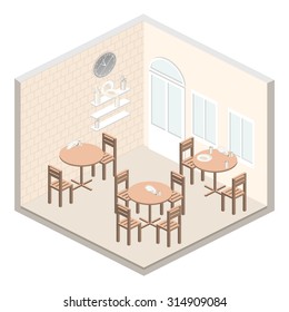  abstract cafe concept 3d web isometric infographic vector