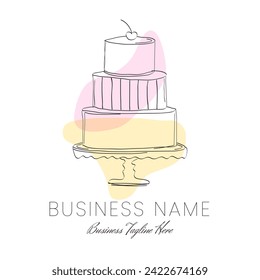 Abstraktes Cake-Logo-Design in Gelb- und Orangenfarbe und Entwurfsstil