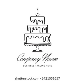 Abstract Cake Outline Logo Design 
