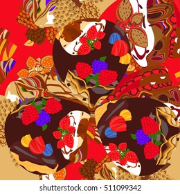 abstract cakes and berries background