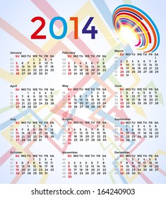 Abstract calendar. 2014 year. Vector eps10