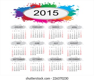 Abstract calendar 2015.Vector illustration.