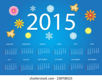 Abstract calendar 2015.Vector illustration.