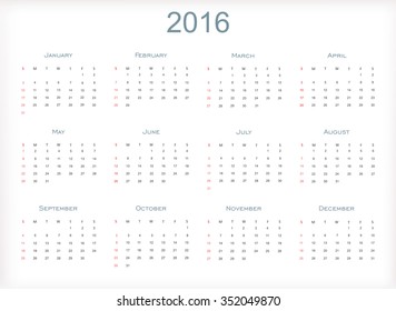Abstract calendar for 2016.Vector illustration.