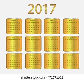 Abstract calendar for 2017.Week starts from sunday.Vector illustration.