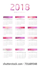 Abstract calendar for 2018.Week starts from sunday