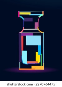 Abstract calibration weight, bottle of perfume from multicolored paints. Colored drawing. Vector illustration of paints