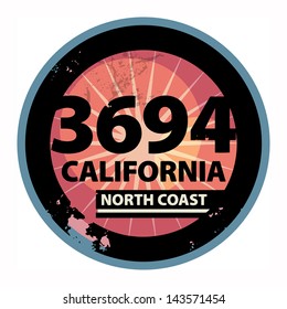 Abstract California sign or label, vector illustration