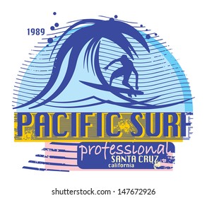 Abstract California surfer sign, vector illustration