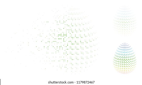 Abstract call phone egg icon in fragmented, pixelated halftone and source variants. Fragments are combined into vector disappearing abstract call phone egg figure.
