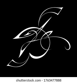 abstract calligraphic drawing in white lines on a black background