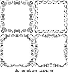 abstract calligraphic frames set black and white