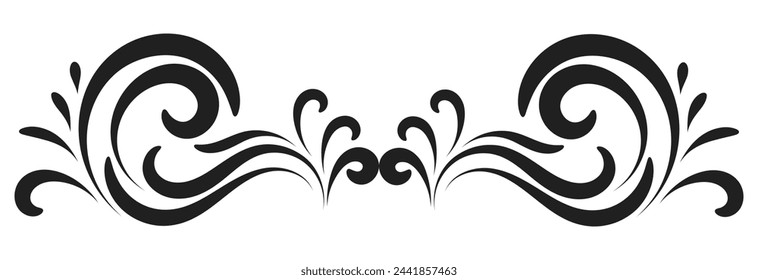 Abstract calligraphic ornate design element. Vintage ornamental pattern. Luxury, elegant flourish line art design. PNG with white background.
