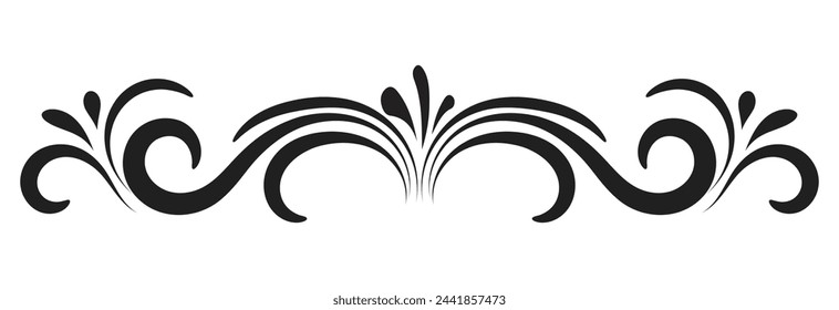 Abstract calligraphic ornate design element. Vintage ornamental pattern. Luxury, elegant flourish line art design. PNG with white background.