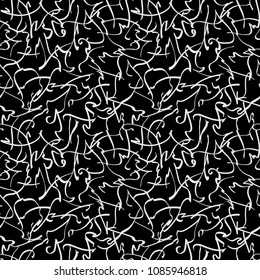 Abstract calligraphic seamless pattern. Vector illustration