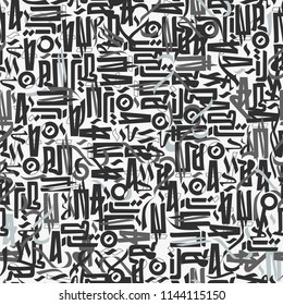 Abstract calligraphic seamless pattern. Vector illustration. Ornament. Fabric textures. Typography ornament. Street art texture. Vector Tags