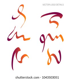 Abstract calligraphic vector logos element set