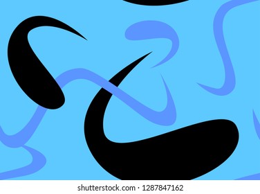 Abstract calligraphy swirls sign pattern on the blue background for textile, interior design, poster, fashion print, web background, magazine cover, wrapping paper
