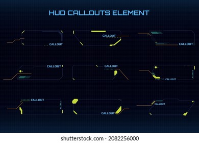 Abstract Callouts Futuristic Infographic Frame Template Vector. UI Technology Information for Game, Screen, Status Report Illustration.