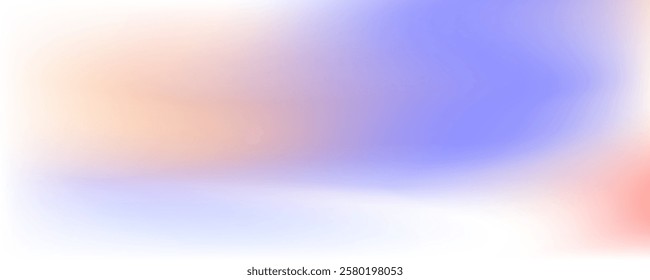 Abstract calm sky, cirrus clouds and sun gradient background. Beautiful gradient sky pattern. White, light pink and blue pastel soft colors. Vector abstract background. Blurry iridescent aura texture