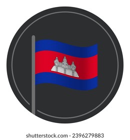 Abstract Cambodia Flag Flat Icon in Circle Isolated on White Background