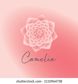 abstract camellia flower element emblem logo on a pink background.