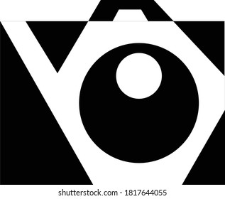 Icono de cámara abstracta con lente