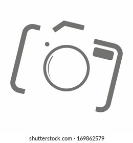 Abstract camera icon on the grey background